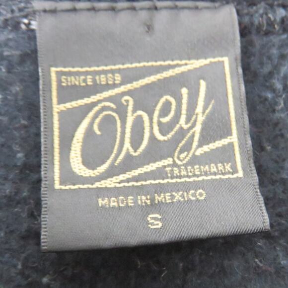 Obey Black Floral Letter Crewneck Pullover Sweatshirt Floral Small - Picture 4 of 5